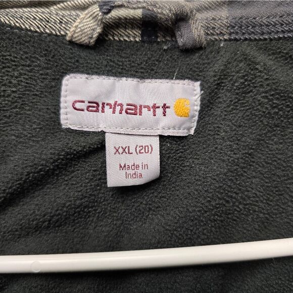 Carhartt Flannel Shirt Jacket Quilted Lined Plaid‎ Button Up Size L - Picture 4 of 5